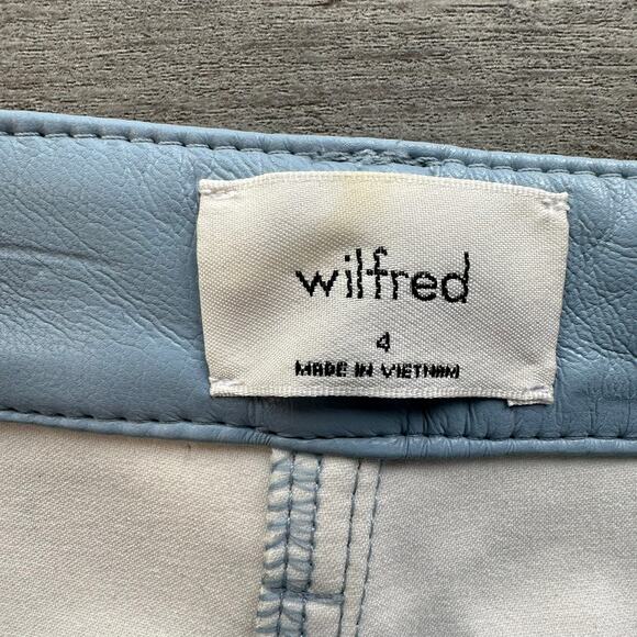 Artizia Wilfred Melina Pant High Waisted Vegan Leather Pants Light Blue 4 - Picture 9 of 16